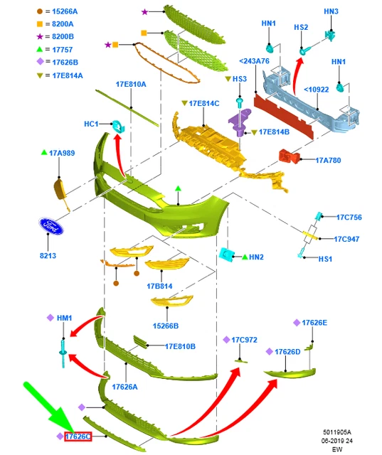 FORD FOCUS MK3 C3469 Front Bumper Lower Air Deflector Panel 1883563 NEW