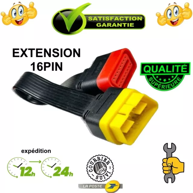 Câble Extension Universel OBD2 Mâle Femelle 16P Adaptateur Scanner Qualité SUPER