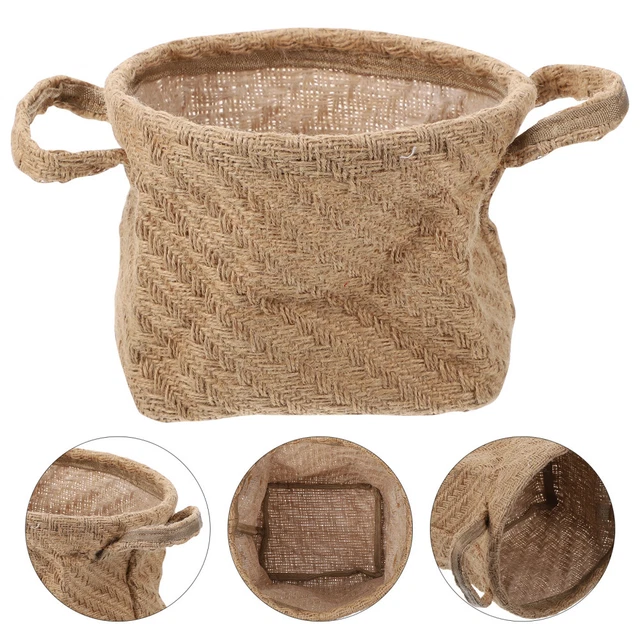 Cesto portaoggetti intrecciato a mano, vassoio portaoggetti in rattan