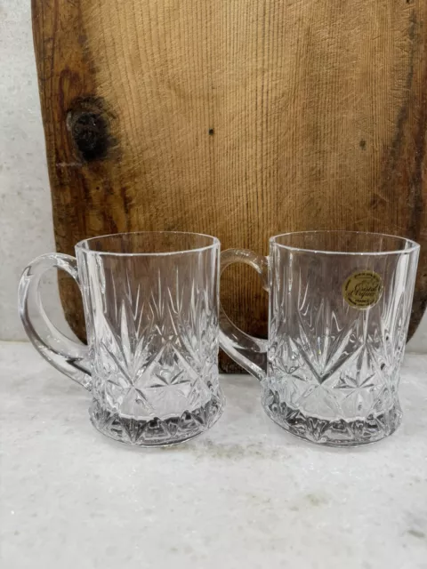 2 pc 24% LEAD CRYSTAL MUGS  8oz.