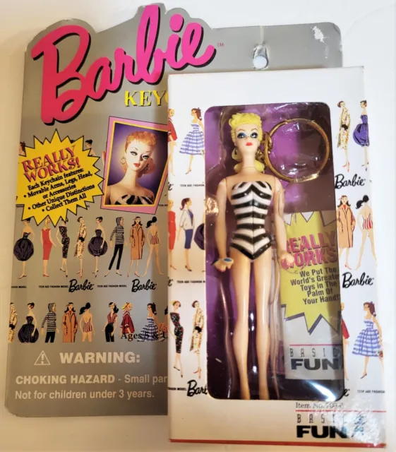 VTG 1995 BARBIE BLACK & WHITE BARBIE SWIMSUIT KEYCHAIN INTERACTIVE New in Pack