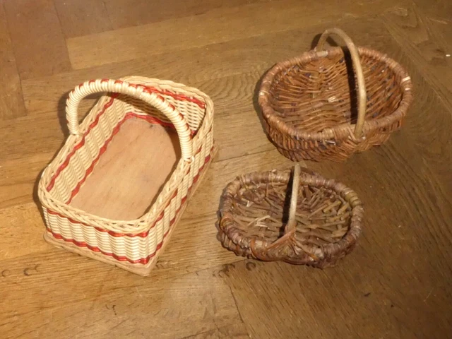 Toddmomy Lot de 10 mini paniers miniatures vintage en osier et rotin pour maison de poupée