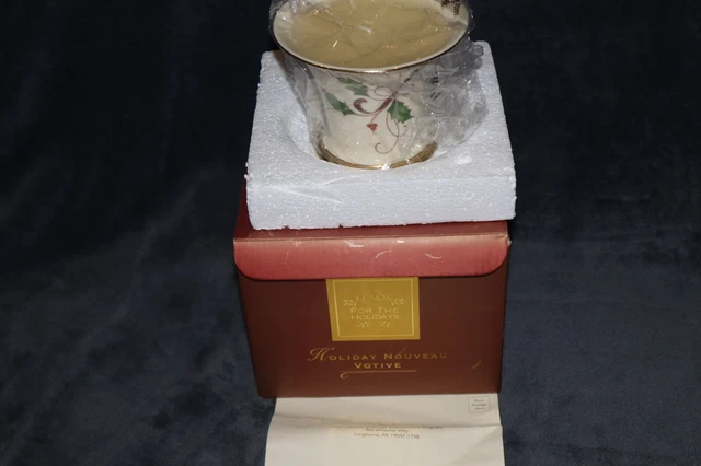 Lenox China Christmas Holiday Nouveau Platinum Votive Candle Holder Plaid