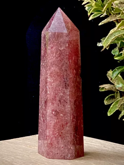 Tall 90mm Strawberry Quartz Aventurine Crystal Point Healing Stone Tower Point