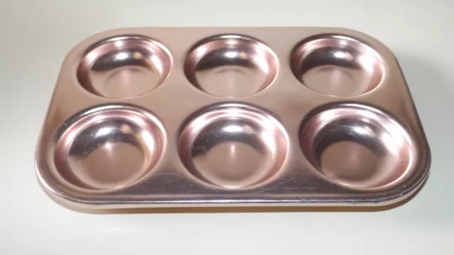 ReTRo Anodised Gem Scone Patty Cake Baking Tray - 6 Shallow Holes - Vintage