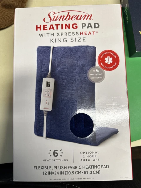 Sunbeam XpressHeat Premium Heating Pad - Blue, King Size, 12 in x 24 in