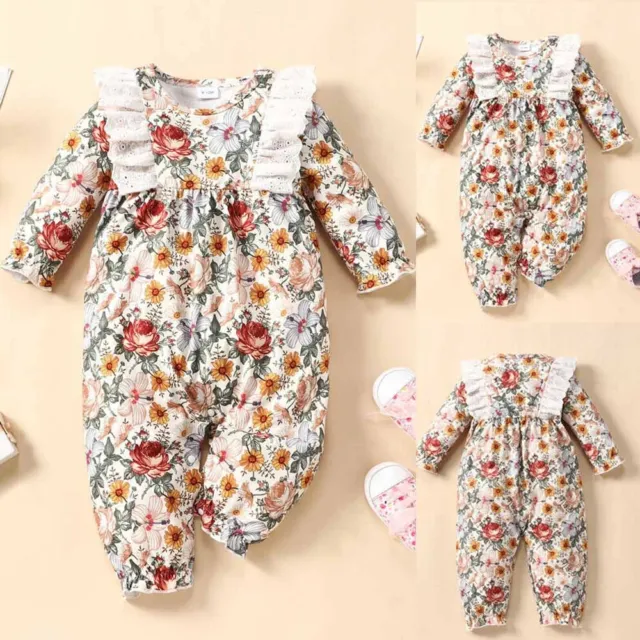 Newborn Infant Kid Baby Girl Floral Romper Jumpsuit Playsuit Bodysuit Outfit VTm