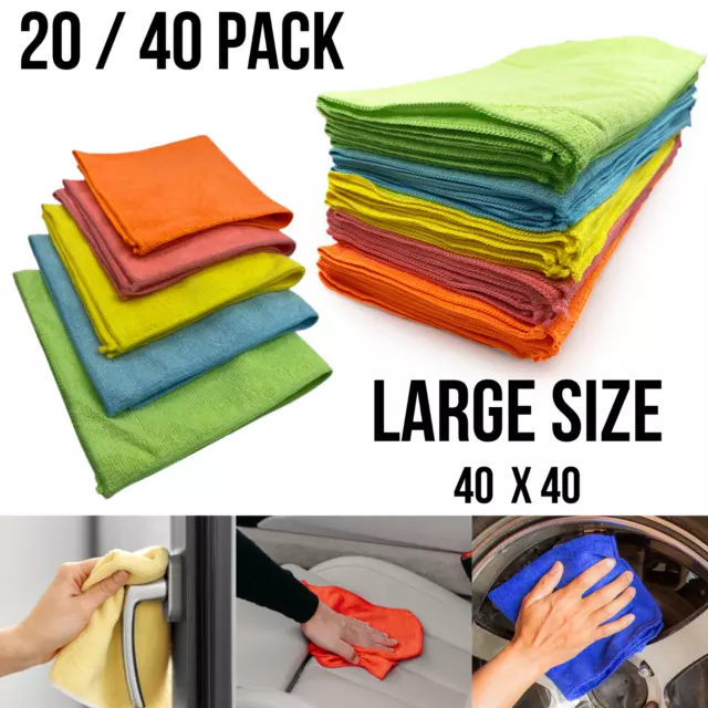 Microfibre Cleaning Cloths x10 Pack 300GSM Home Kitchen  Car-30x30/30x40/40x40cm