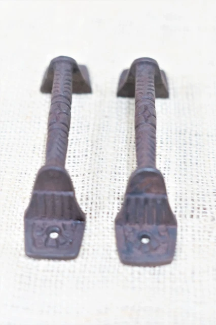 8 Cast Iron Rust Barn Handle Gate Pull Shed Door Handles Fancy Drawer Pulls 6