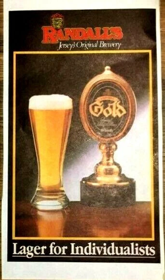 RANDALL'S Trikot Original Brauerei Anzeige - Gold Lager Grunhalle 1989 Randalls