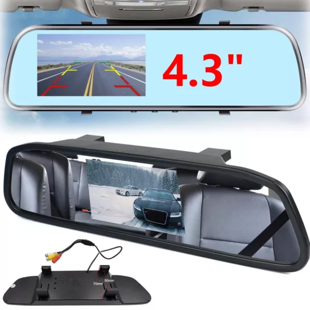 4.3" Backup Camera Mirror Car Rear View Reverse Night Vision Parking System Kit