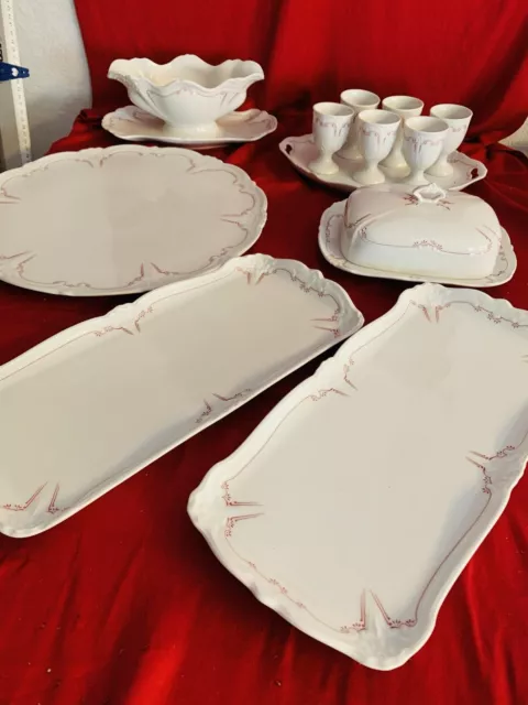 Tirschenreuth Baronesse Denise, 12 Teile. Butterdose, Eierbecher, Tortenplatte