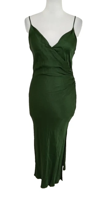 ZARA GREEN PRINTED Satin Camisole Midi Dress  XS New 17.22 - PicClick UK