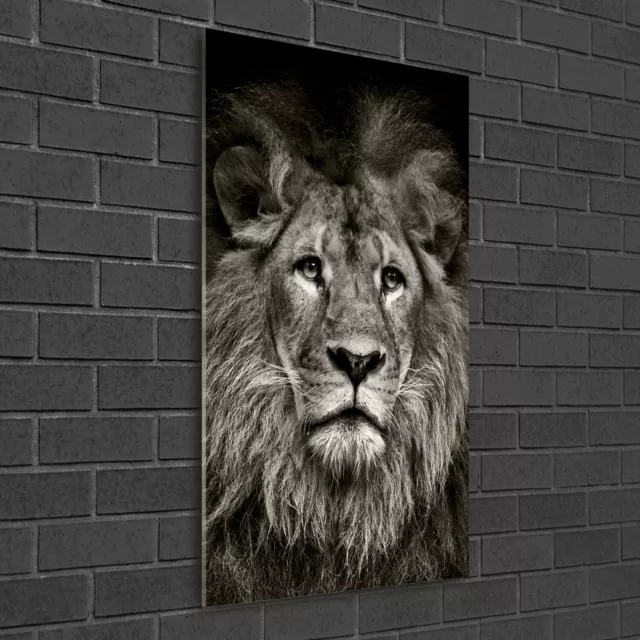 Wand-Bild Kunstdruck aus Hart-Glas Hochformat 50x100 Löwe