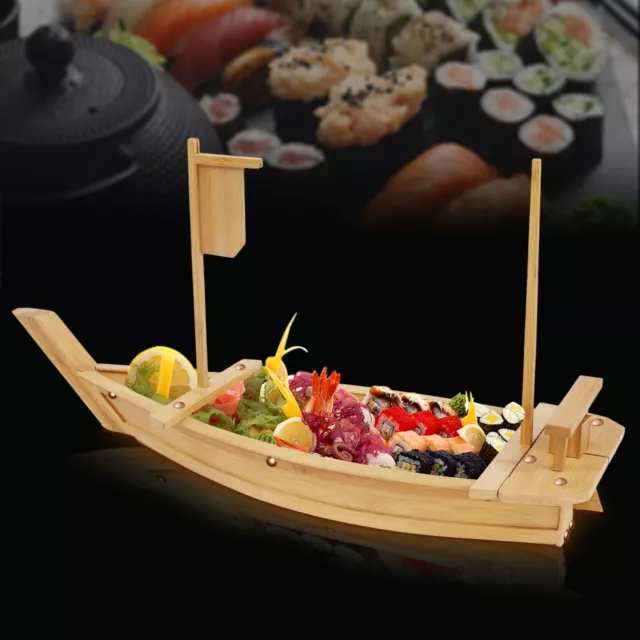 Sushi Serving Wooden Bamboo Boats Platter Tray Food Containers Seafood Large