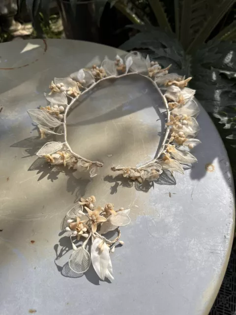 Vintage 1920s 1930s French Wedding Bridal Wax Flower Crown Orange Blossom