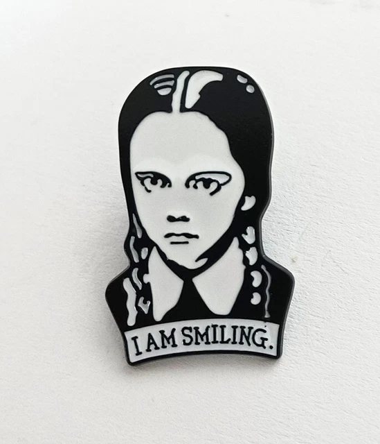 RARE Metal PIN pinback 1.2 inch tall The Addams Family WEDNESDAY MINT