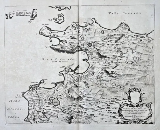 Pozzuoli Napoli Campania carte map Karte engraving incisione Blaeu Mortier 1704