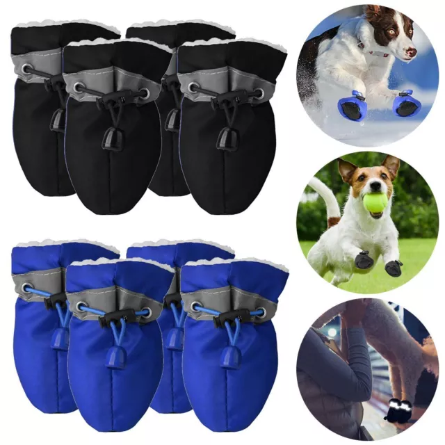 4Pcs Waterproof Winter Warm Pet Dog Shoes Anti-slip Rain Snow Boots Puppy Socks