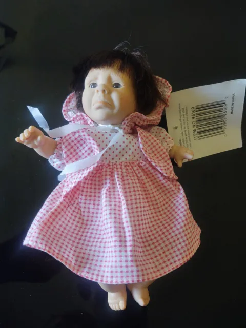 Gi Go Vtg 90's Toy Palm Pal Happy Kids Expression Bean Bag Plaid Pink 8" Doll
