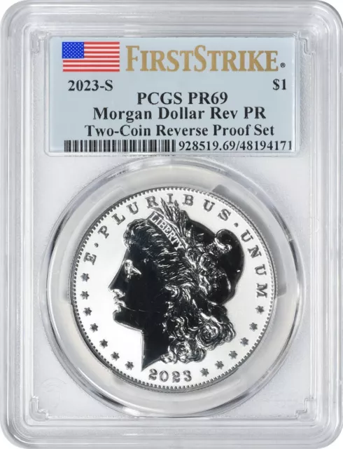 2023-S Morgan Silver Dollar from Two-Coin Reverse Proof Set PR69 FS PCGS