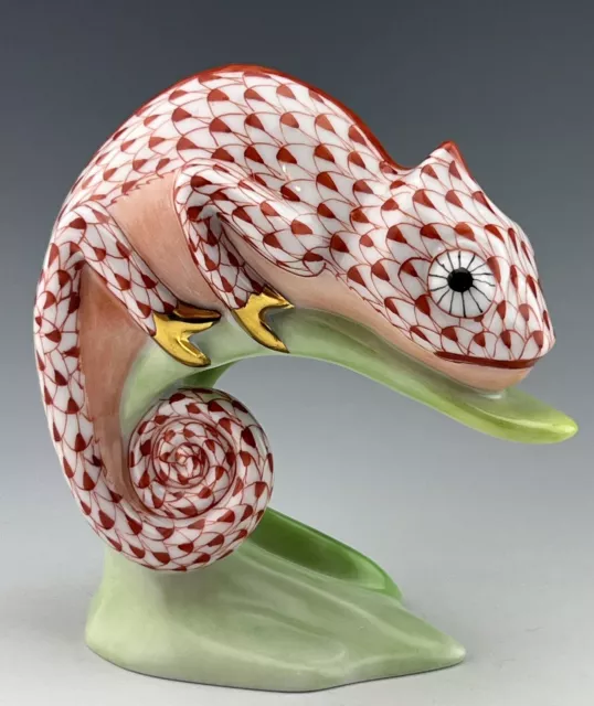 🦋 BRAND NEW HEREND Chameleon Rust Fishnet Lizard Figurine ($670 Retail)