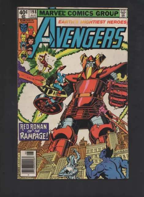 Marvel Comics The Avengers August 1980 VOL# 1 NO# 198 Comic Book Comicsbook