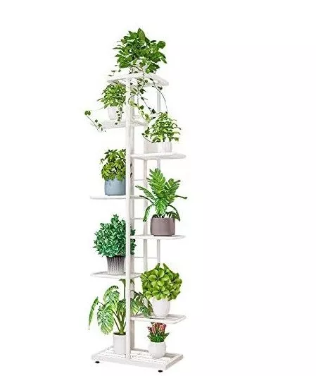 8 Pots 7 Tier Metal Plant Shelf Rack Display Stand Multiple Flower Pot Holder