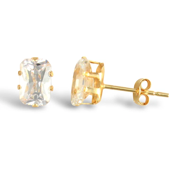 Jewelco London Signore Oro Giallo 9k Zirconio cubico perno orecchini