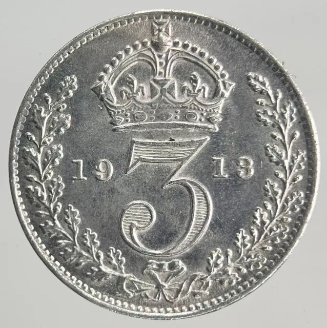 1913 George V Threepence | British Silver Coin | Very Fine Grade | a1911