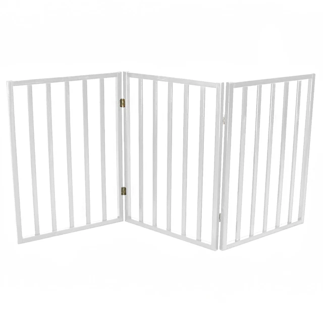 NEW! White Dog Safety Folding Wooden Pet Gate Portable Indoor Barrier