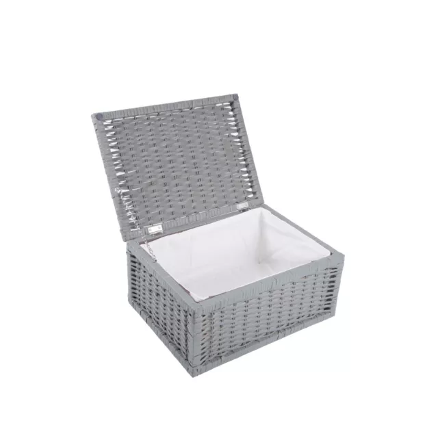 Wickerfield Grey Wicker Basket with Lid Underbed Storage Collection Hamper 3