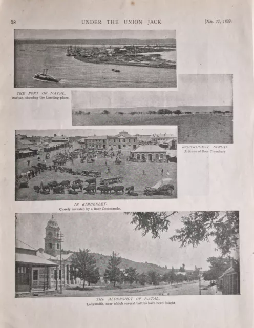 1899 Print Boer War Durban Port Of Natal ~ Ladysmith ~ Kimberley Boer Commando