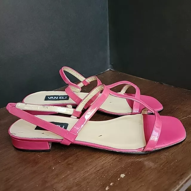 Vaneli Womens Pink Slip On Low Block Heel Strap Sandals Sz 11 N