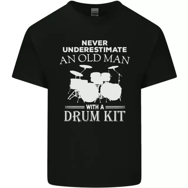 Old Man Drumming Drum Kit Funny Drummer Mens Cotton T-Shirt Tee Top