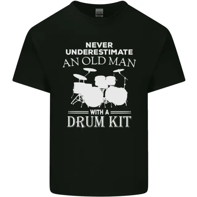 T-shirt top tamburo vecchio tamburista divertente da uomo cotone
