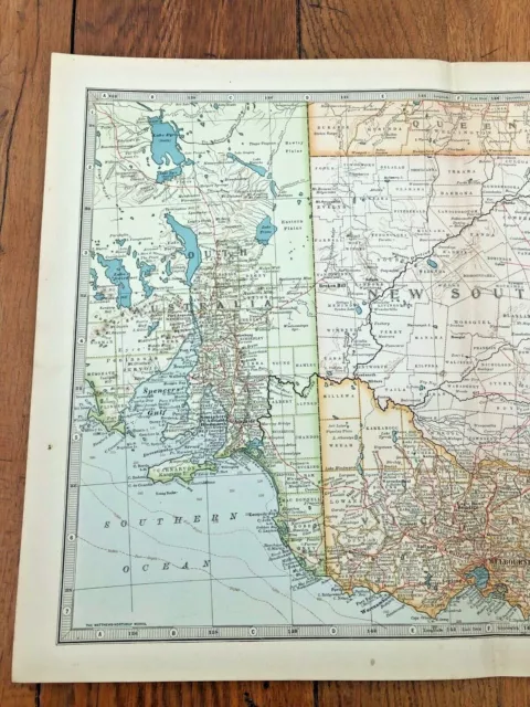 1903 large colour fold out map titled - australia - south east part  ! 2