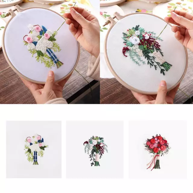 Embroidery Starter Kit With Pattern Flower Painting Stamped  stitch