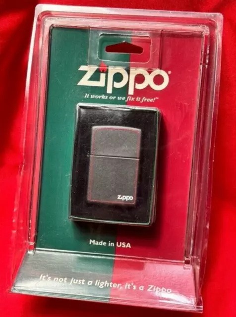 Zippo Windproof Black Matte Lighter With Logo & Border, 218ZB, New In Package