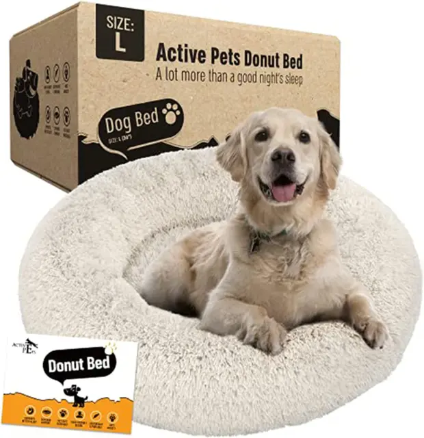 Plush Calming Donut Dog Bed - anti Anxiety Bed for Dogs, Soft Fuzzy Comfort - fo