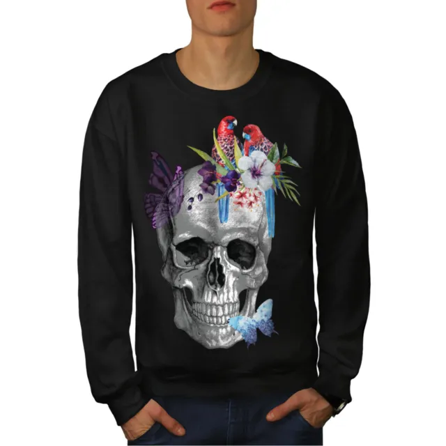 Wellcoda Vibrant Skull Mens Sweatshirt, Nature Casual Pullover Jumper