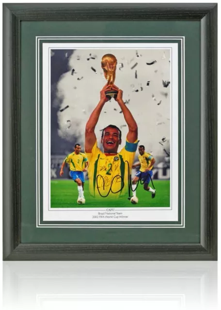 Cafu Brazil Legend Hand Signed World Cup Winning 16x12" Montage AFTAL COA