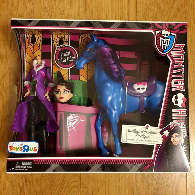 MONSTER HIGH HEADLESS Headmistress Bloodgood Doll and Nightmare Horse