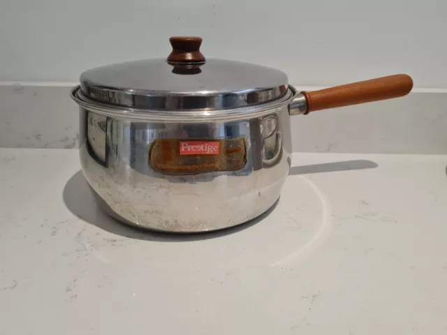 Large Prestige Lifetime Stainless Steel Copper Bottom Saucepan Pan Pot 23.5cm