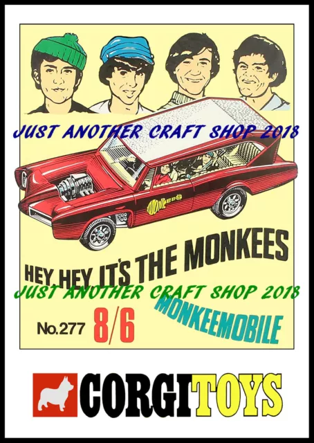 Corgi Toys 277 The Monkees 1968 A4 Size Poster Advert Shop Display Sign Leaflet