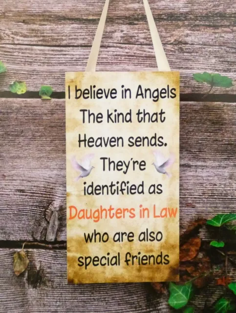 Schwiegertochter Neuheit Geschenkschild Plakette - I Believe In Angels That Heaven Sends