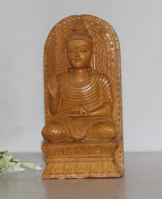 Traditional Wooden Buddha Hand Carved Statue for Home Decor, Old Collectibles