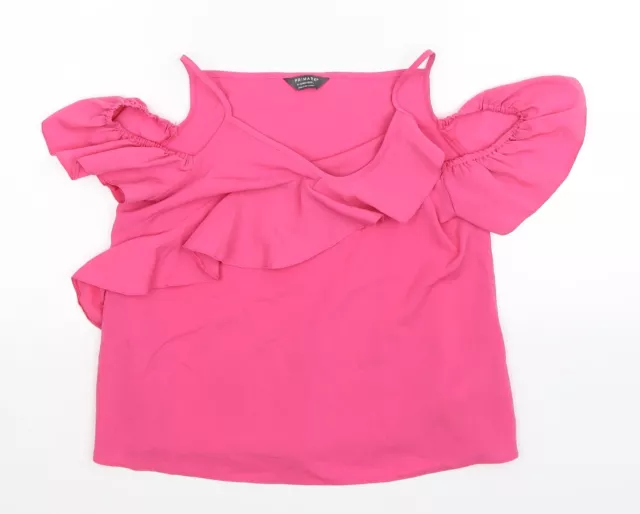 Primark Mädchen rosa Polyester Basic Bluse Größe 11-12 Jahre Schaufel Nackenpullover