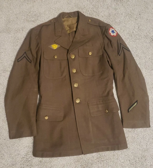 WWII US Army M1939 Pre-Early War Enlisted Mens Wool Service Coat Tunic Org Patch