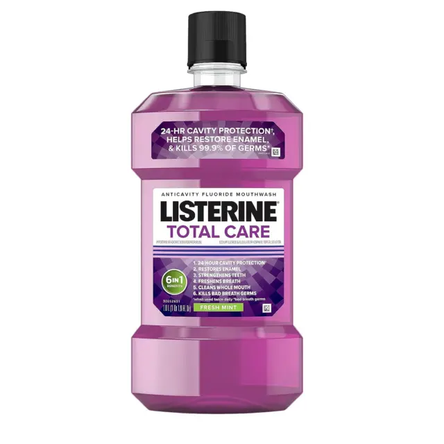 Listerine Total Care Anticavity Fluoride Mouthwash Cavities Fresh Mint